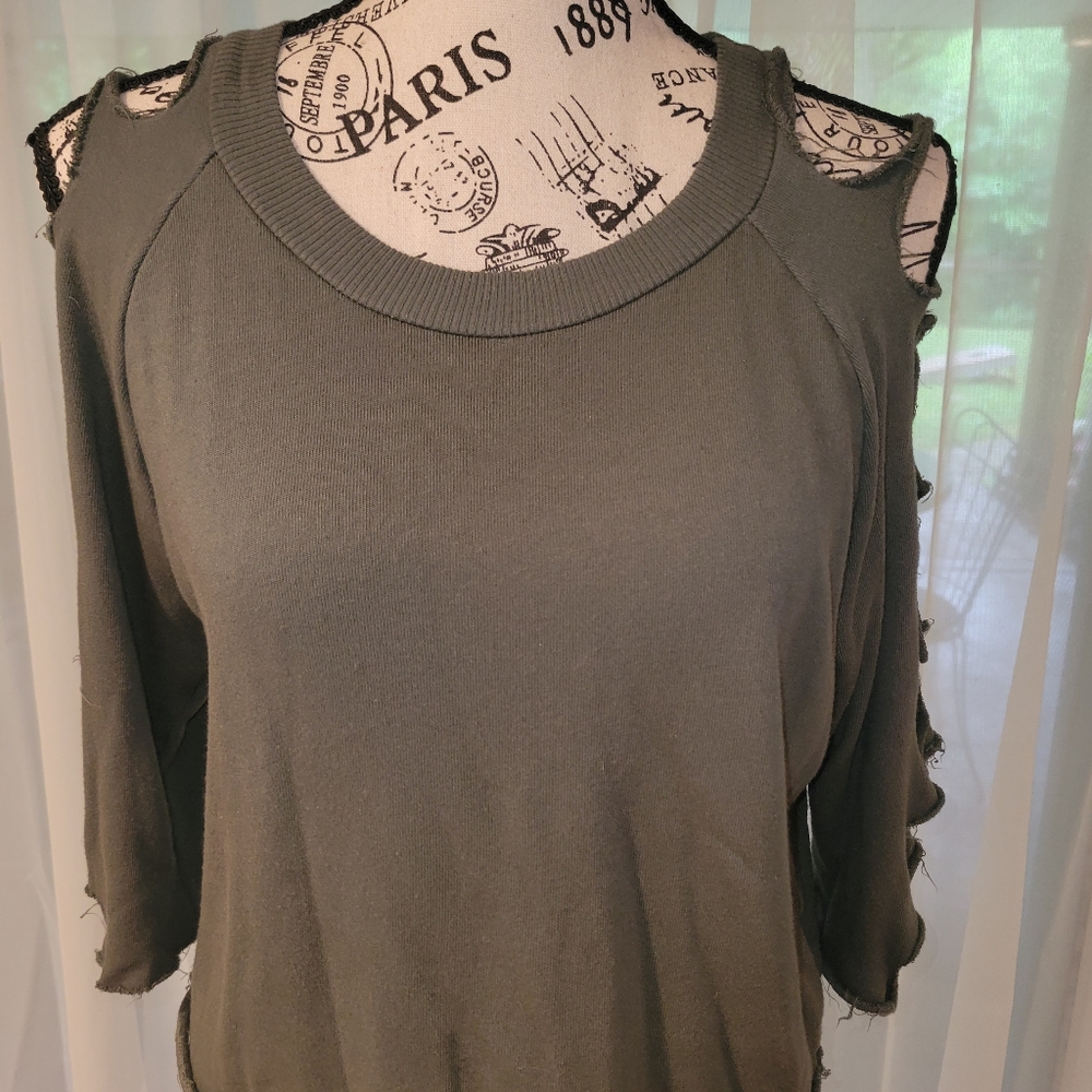LA Made Cutout Long Sleeve Cutoff Sweatshirt